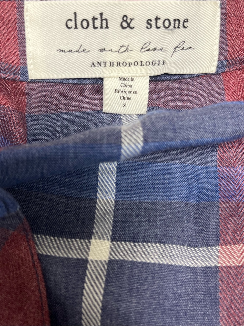 Anthropologie Cloth & Stone Plaid Flannel Long Sleeve Shirt Dress Size Small - Picture 5 of 7